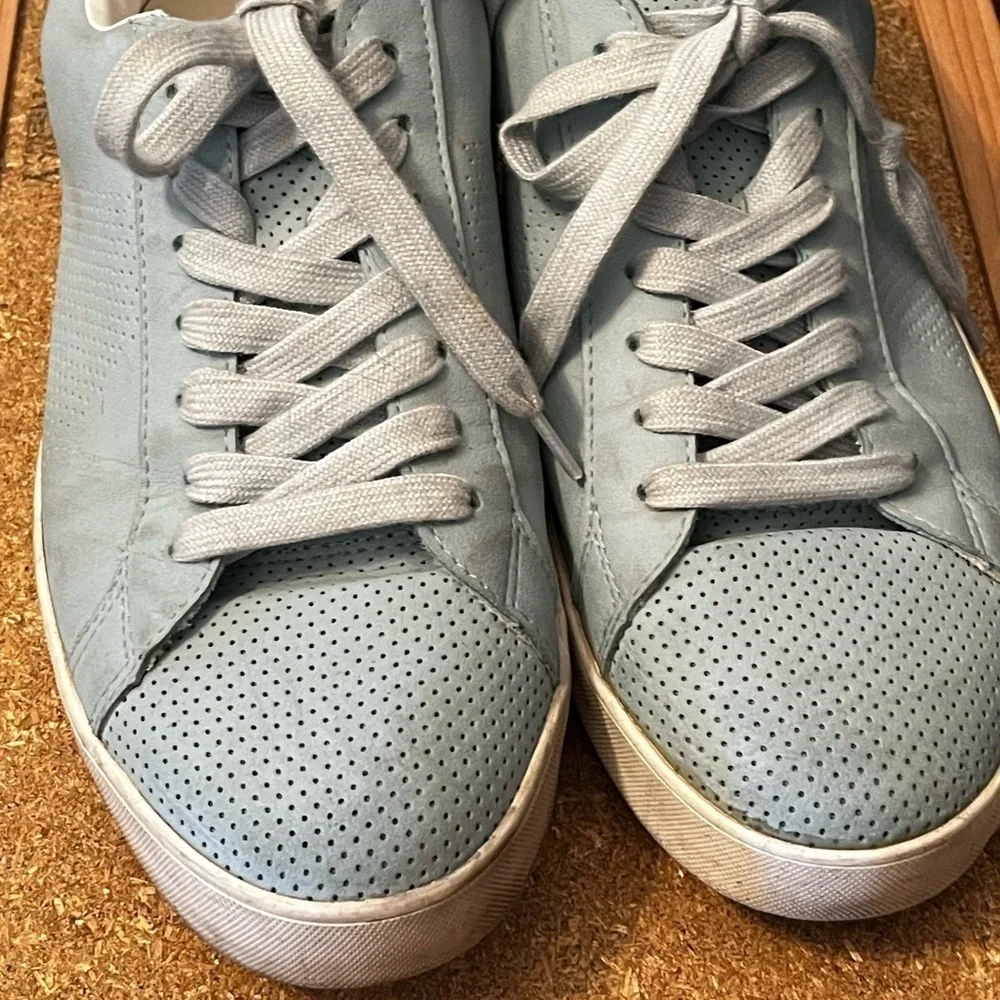 ZARA Mens 41 US 8 Blue Suede White Trim Casual Retro Sneakers Athletic Shoes